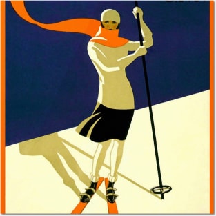 Vintage Swiss Alps Ski art Posters and Art